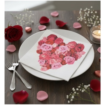 Lot de 20 serviettes papier Coeur roses