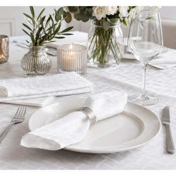 Lot de 3 Serviettes de Table Jacquard Damassé Maillon