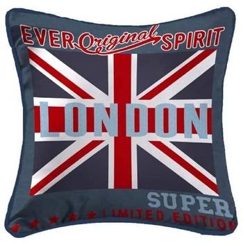 Coussin Passepoil Polyester Imprime Modele Londres 40 X 40 Cm