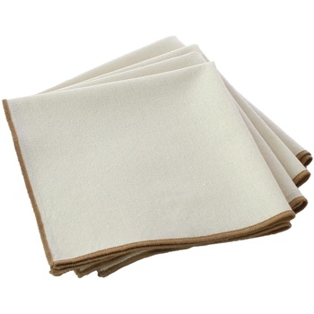 Lot De 4 Serviettes De Table 40 X 40 Cm Linna Ecru
