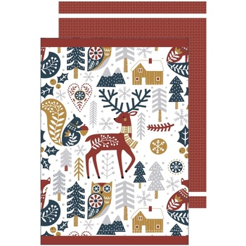 Lot De 2 Torchons Animaux D Hiver