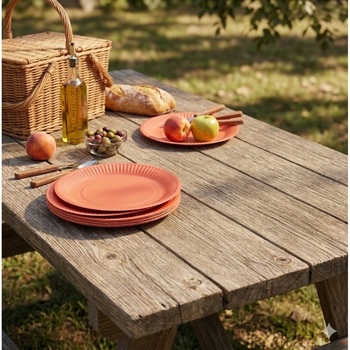 20 Assiettes En Carton 23 Cm Unies Terracotta