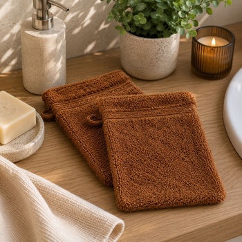 Lot De 2 Gants De Toilette Tendresse Uni En Coton