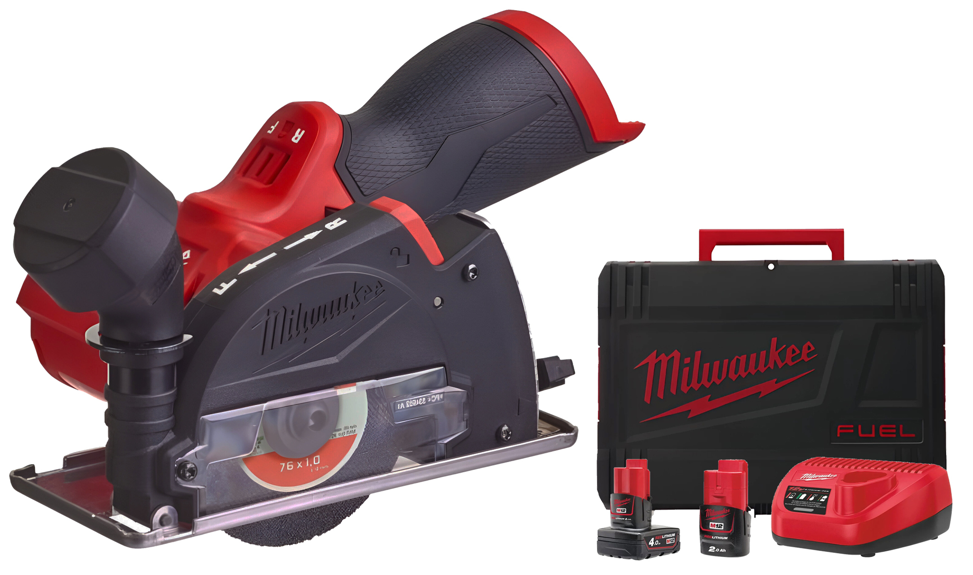 Meuleuse d'angle 12 V M12 FCOT-422X + 2 batteries (2 - 4 Ah) + chargeur en coffret HD BOX MILWAUKEE 4933464619