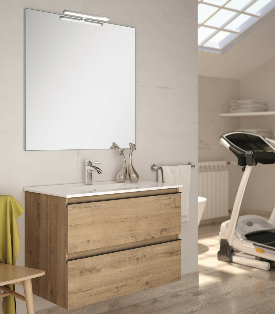 Meuble de salle de bain 80 cm simple vasque 2 tiroirs TOURA roble (chêne clair) COSYNEO INGBLTOURA80ROB