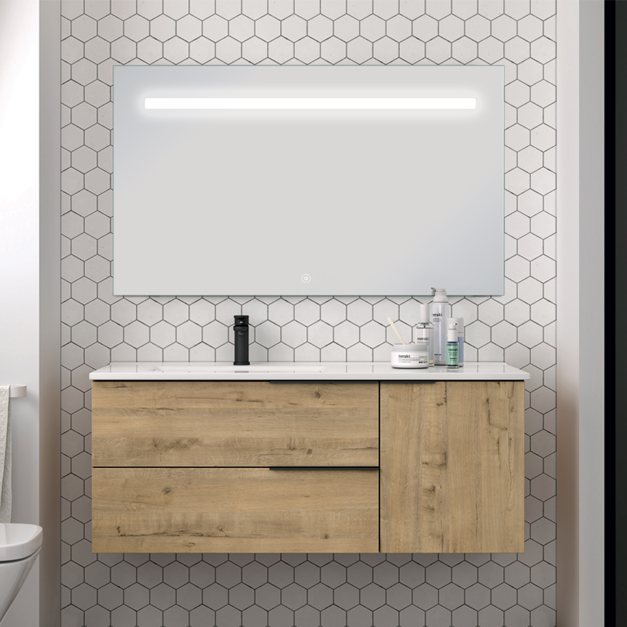 Meuble de salle de bain KING avec vasque déportée et miroir LED STAM 120 cm COSYNEO REIDKING120STAM