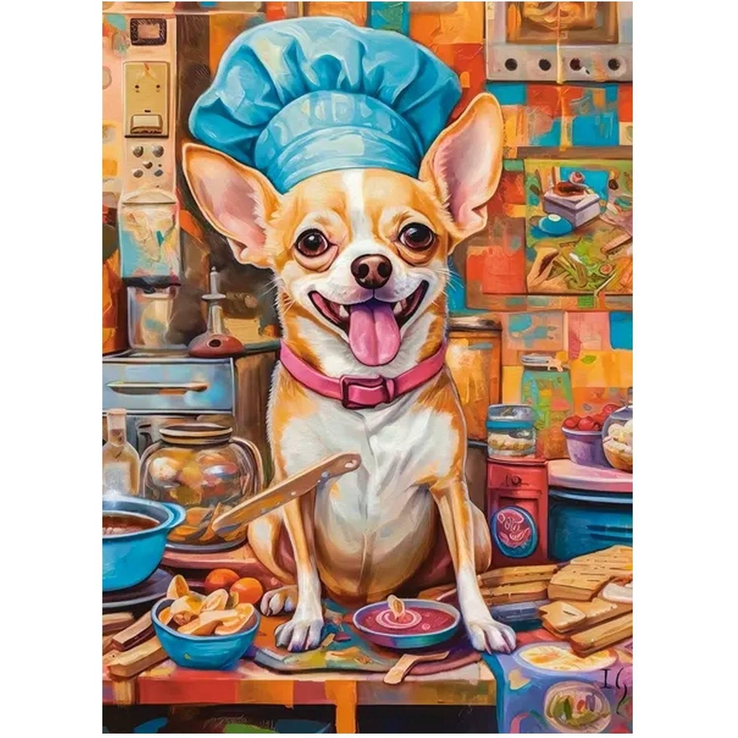 Puzzle 70 pièces: chien Chef cuisiner