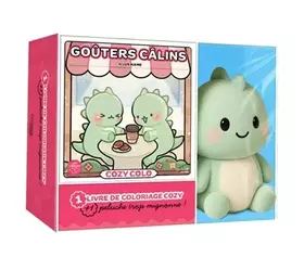 Goûters câlins: 1 livre de coloriage cozy + 1 peluche trop mignonne!
