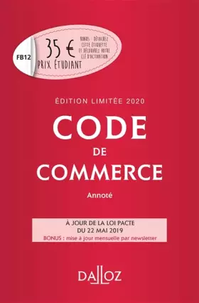 Code de commerce annoté 2020 - Collectif, Nicolas Rontchevsky, Eric Chevrier, Pascal Pisoni