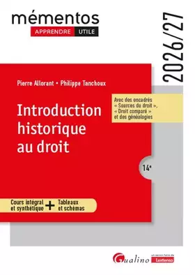 Introduction historique au droit: Avec des encadrés " Sources du droit ", " Droit comparé " et des généalogies (édition 2026/2027)