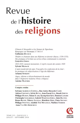 Revue de l'histoire des religions: juillet/septembre 2018