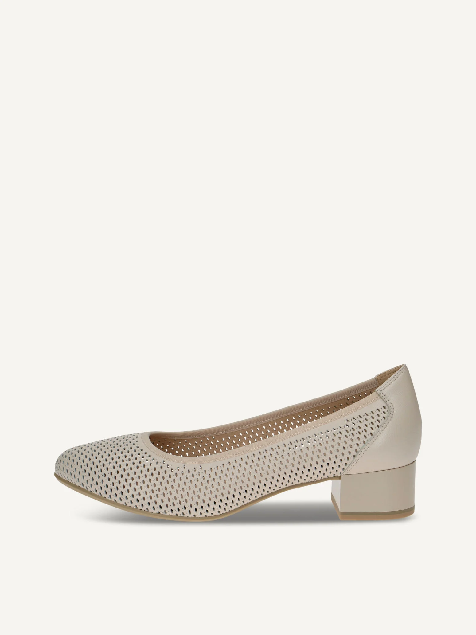 CAPRICE Escarpin, beige, en Cuir avec Talon bloc, P.38.5