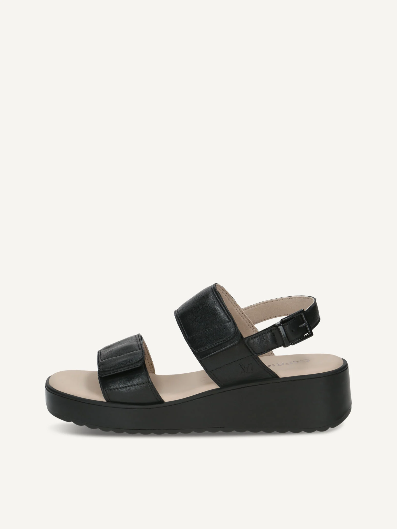 CAPRICE Sandale, noir, en Cuir avec Talon compensé, P.38