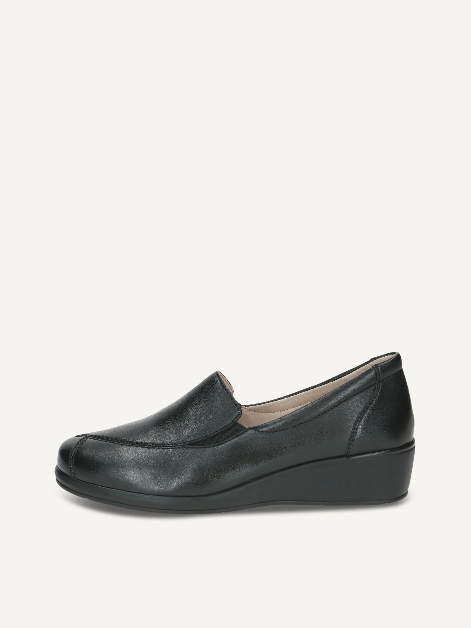 CAPRICE Slipper, noir, en Cuir avec Talon compensé, P.39