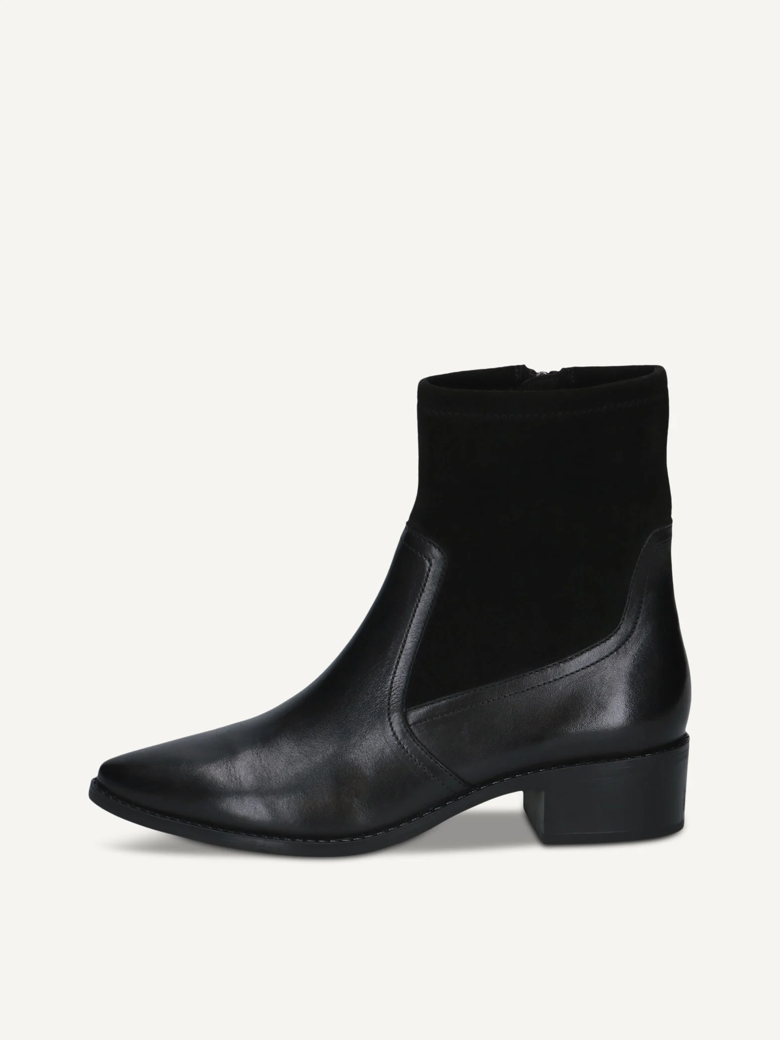 CAPRICE Bottine, noir, en Mélange de matériaux de cuir et textile avec Talon bloc, P.36