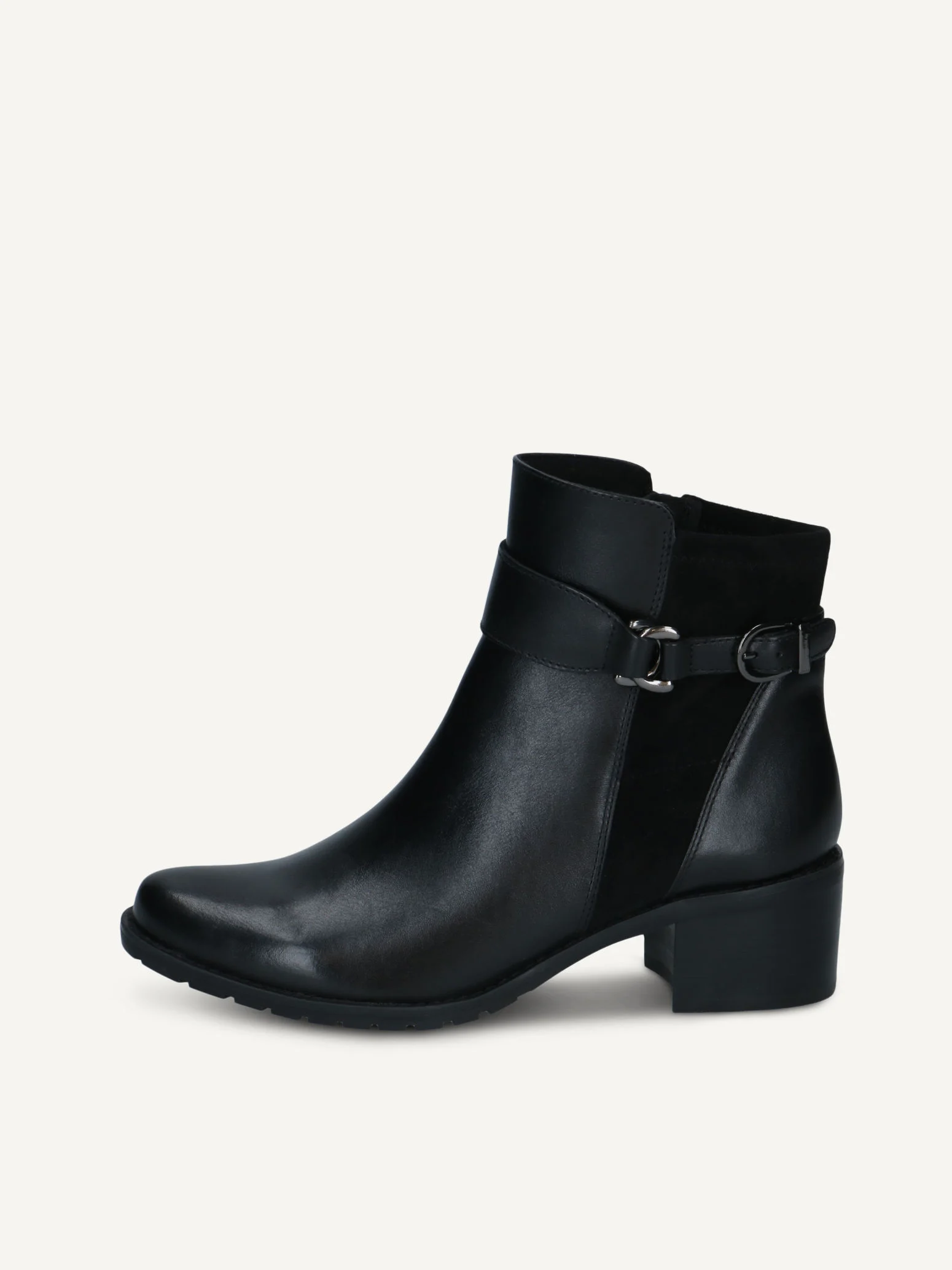 CAPRICE Bottine, noir, en Mélange de matériaux de cuir et textile avec Talon bloc, P.36