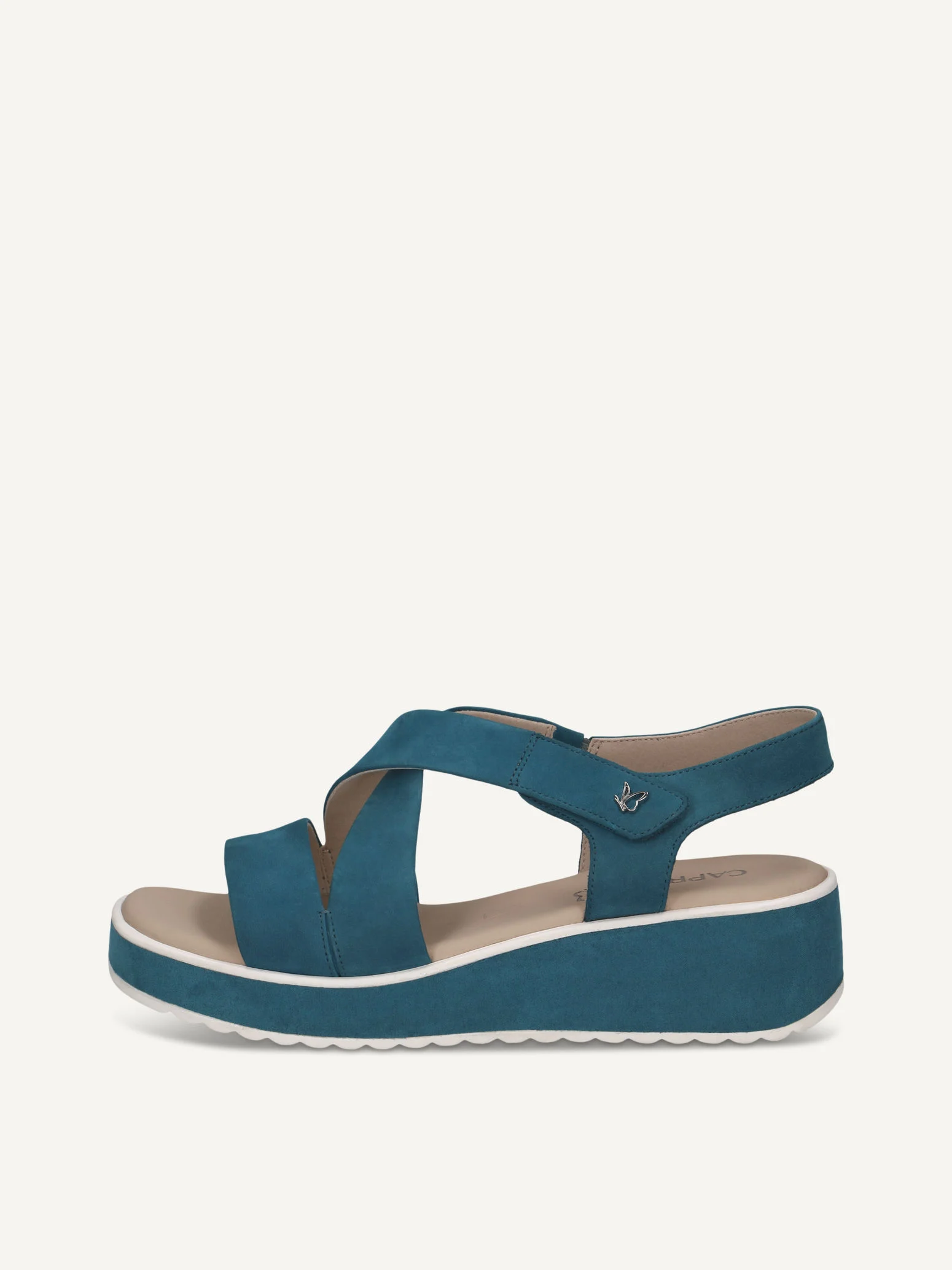 CAPRICE Sandale, bleu, en Cuir avec Talon compensé, P.36