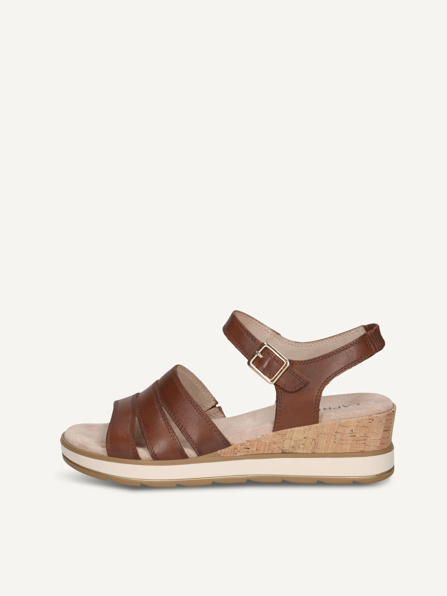 CAPRICE Sandale à talon, marron, en Cuir avec Talon compensé, P.39