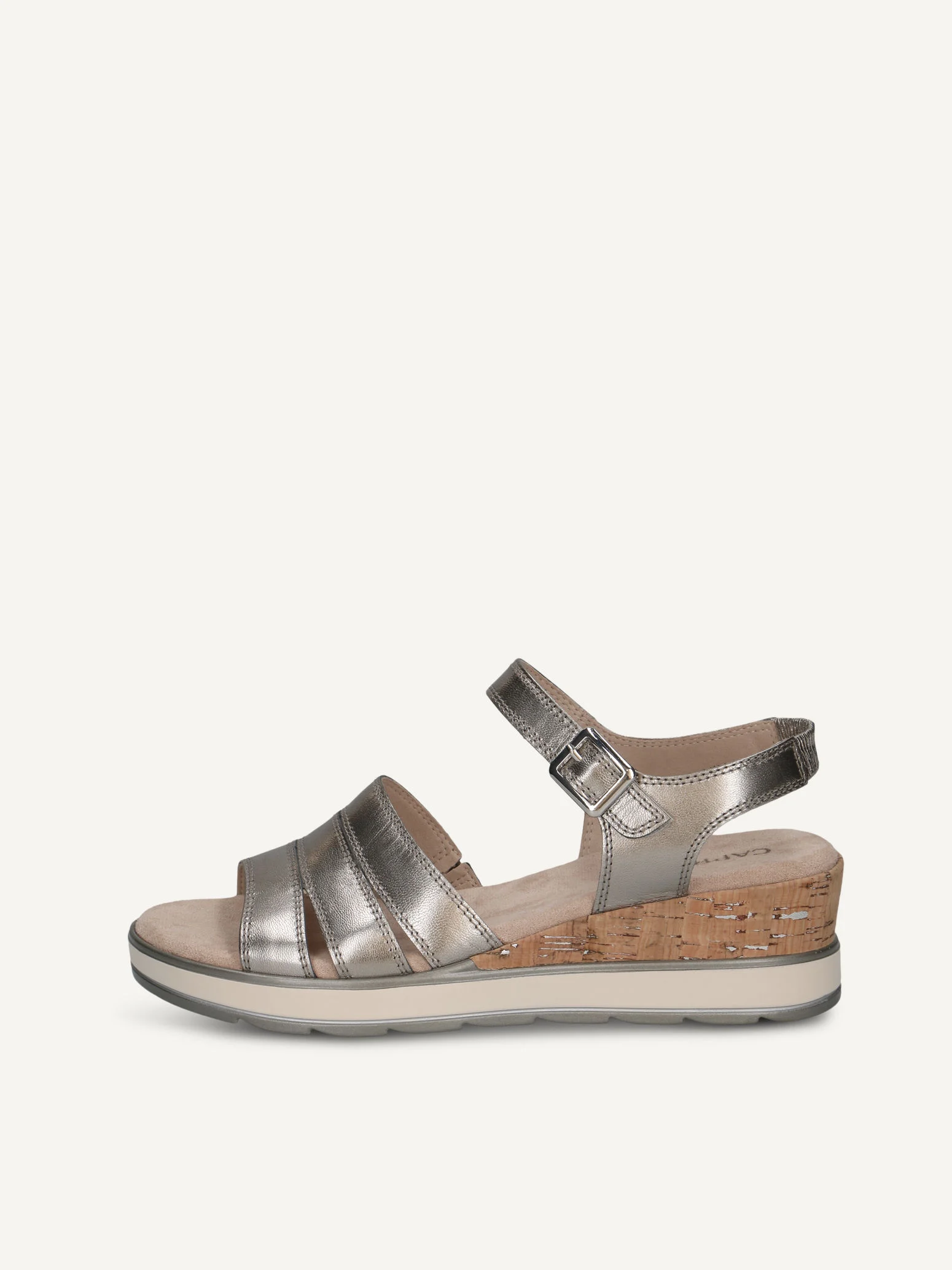 CAPRICE Sandale à talon, métallique, en Cuir avec Talon compensé, P.36