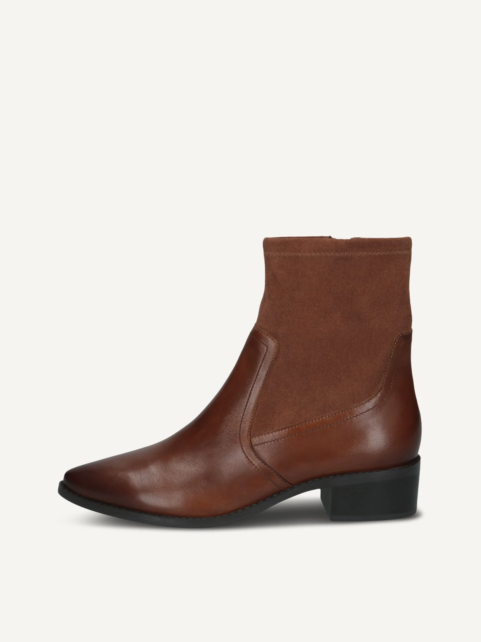 CAPRICE Bottine, marron, en Mélange de matériaux de cuir et textile avec Talon bloc, P.36