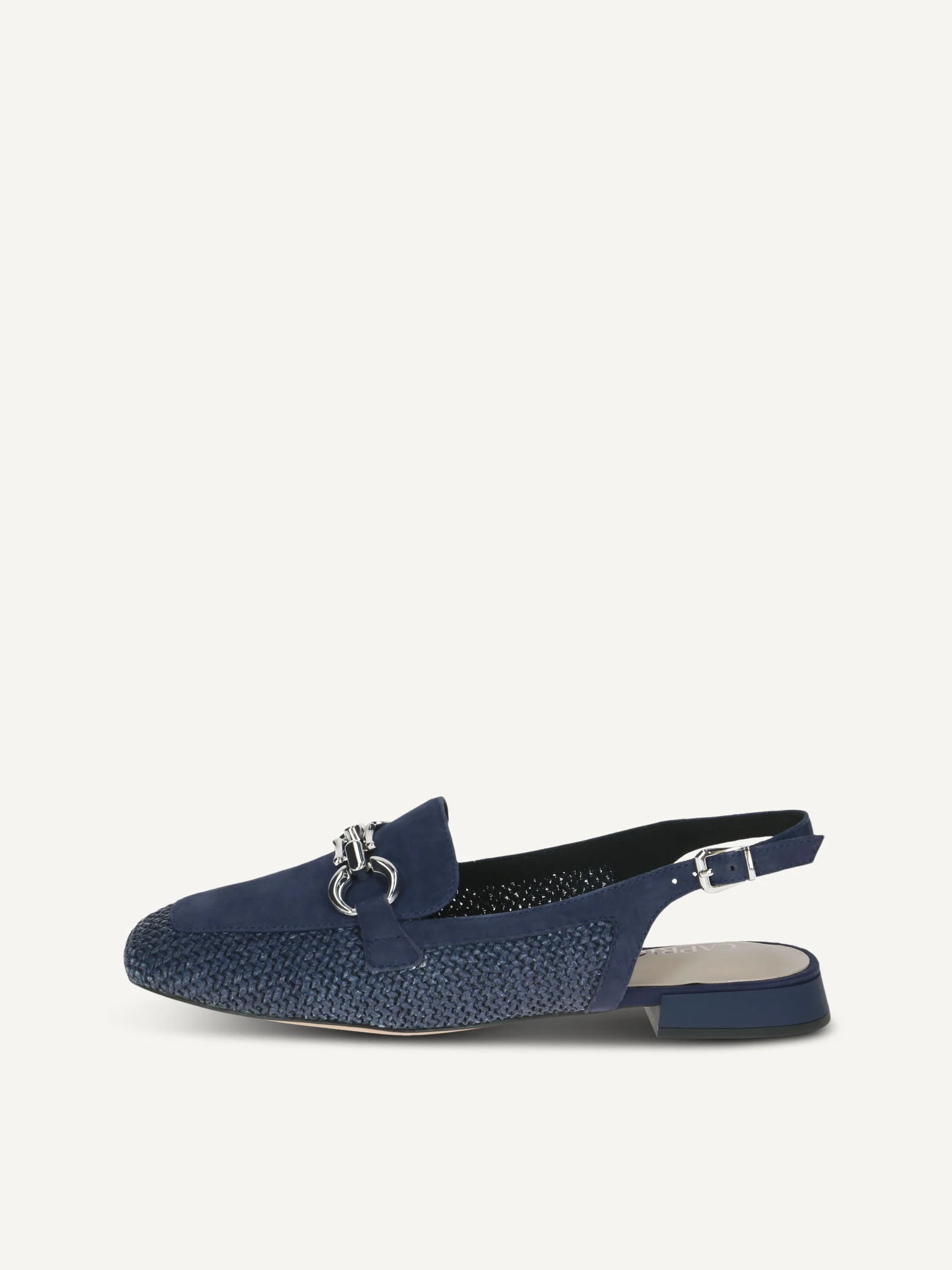 CAPRICE escarpin, bleu, en Mélange de matériaux de cuir et textile avec Talon trapézoïde, P.40