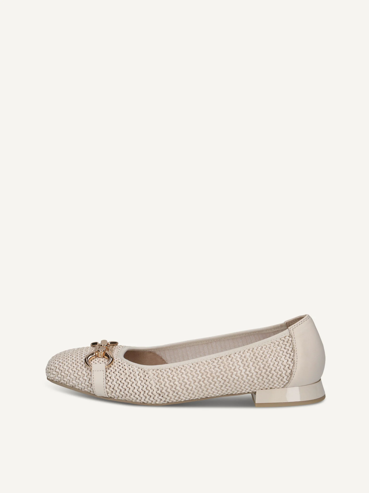 CAPRICE Ballerine, blanc, en Mélange de matériaux de cuir et textile avec Talon trapézoïde, P.38