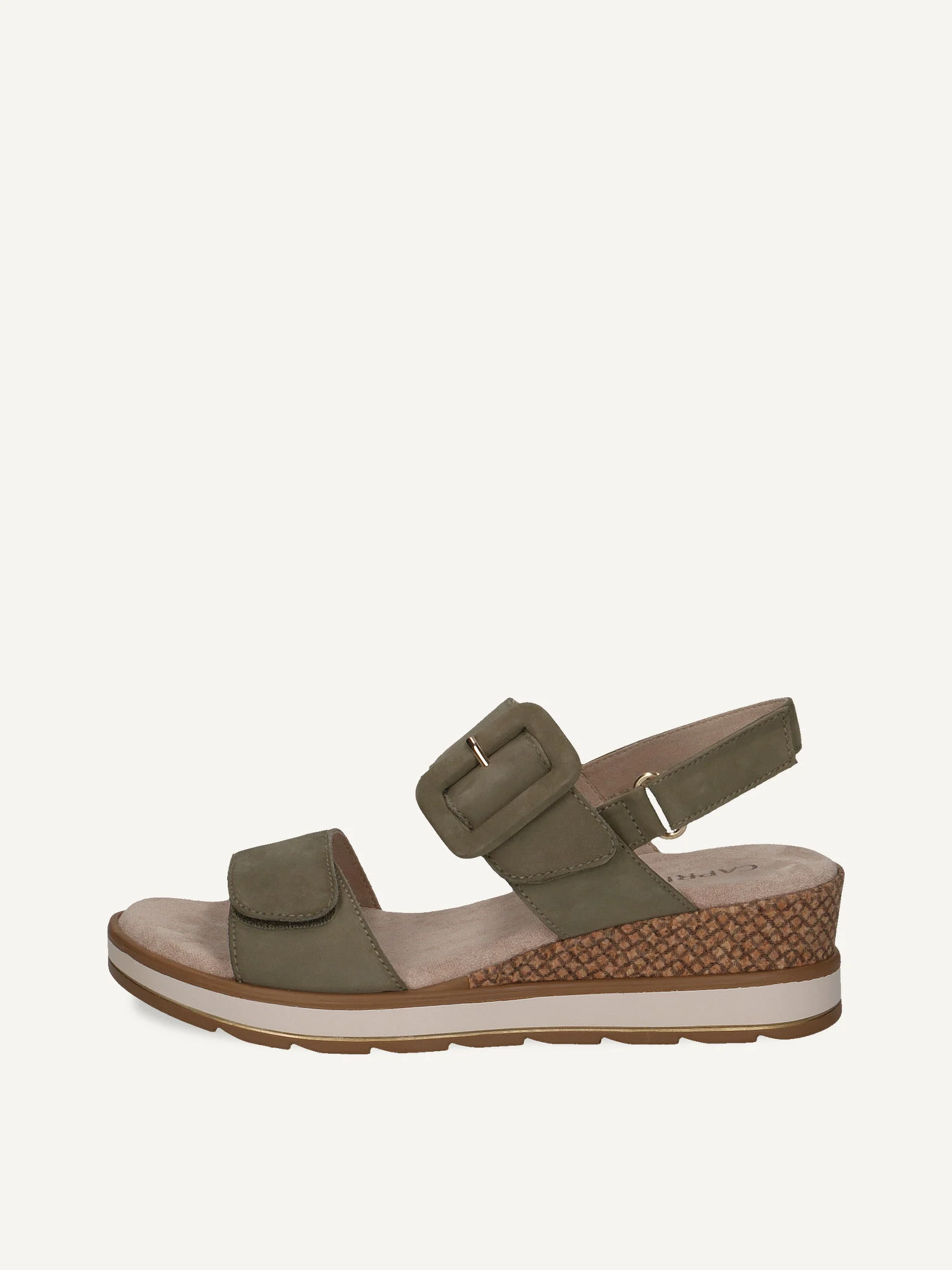 CAPRICE Sandale à talon, kaki, en Cuir sans talon, P.38