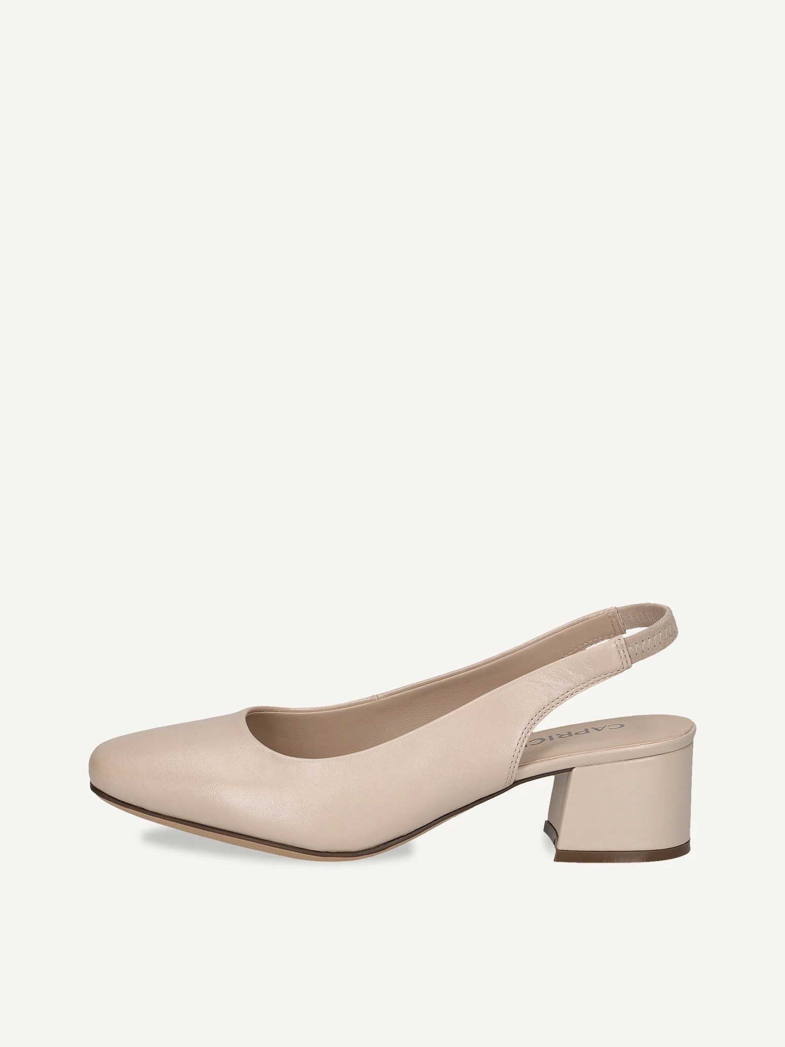 CAPRICE escarpin, beige, en Cuir avec Talon trapézoïde, P.38
