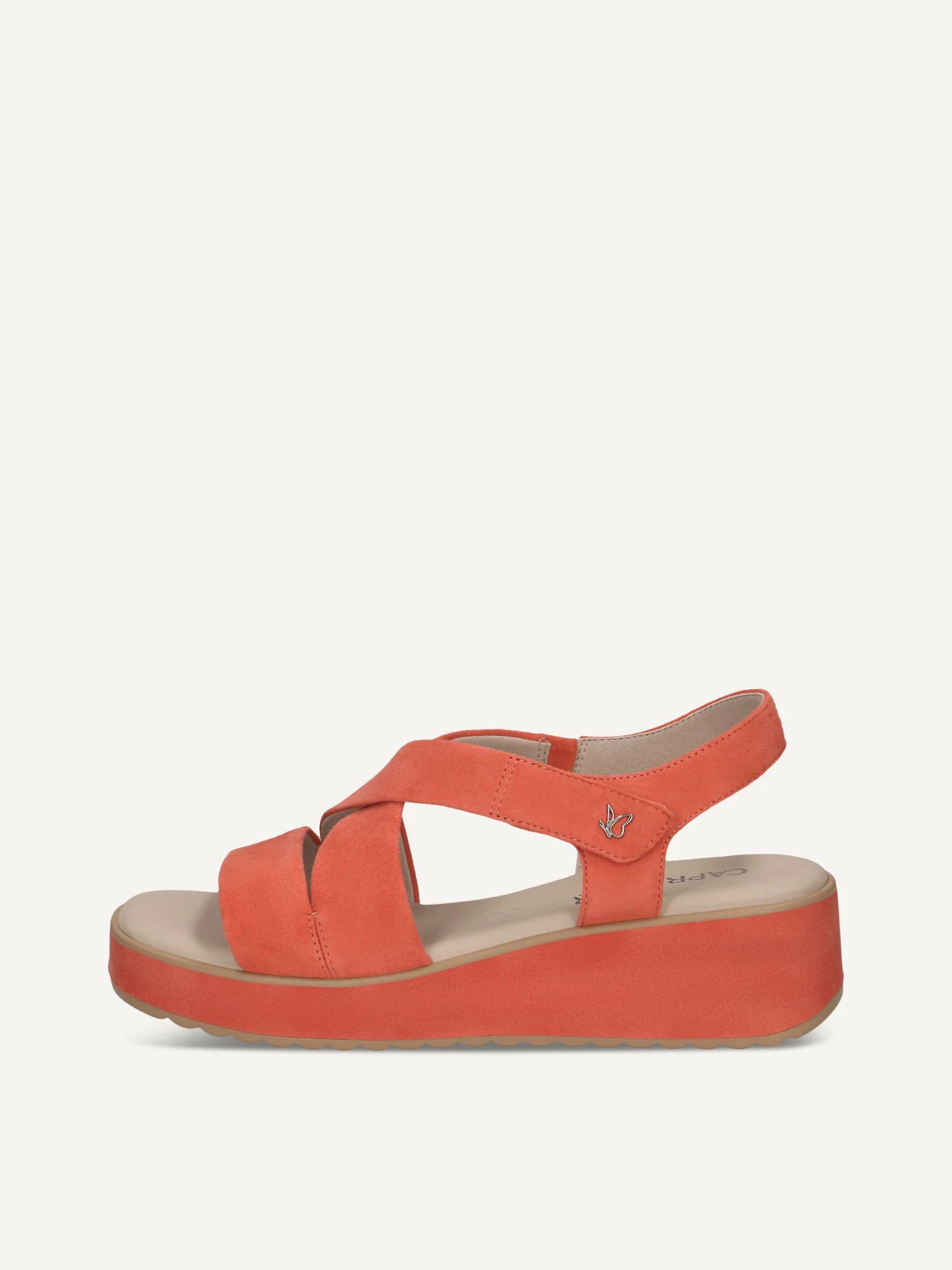 CAPRICE Sandale, orange, en Cuir avec Talon compensé, P.41