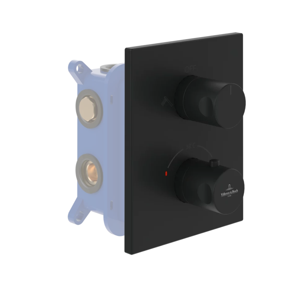 Façade thermostatique 2 voies VILLEROY ET BOCH Universal rectangle Noir mat + corps encastré