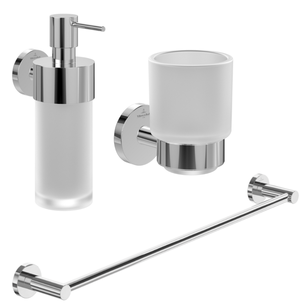 Porte-verre + Distributeur de savon + Barre porte-serviettes VILLEROY & BOCH Elements Tender