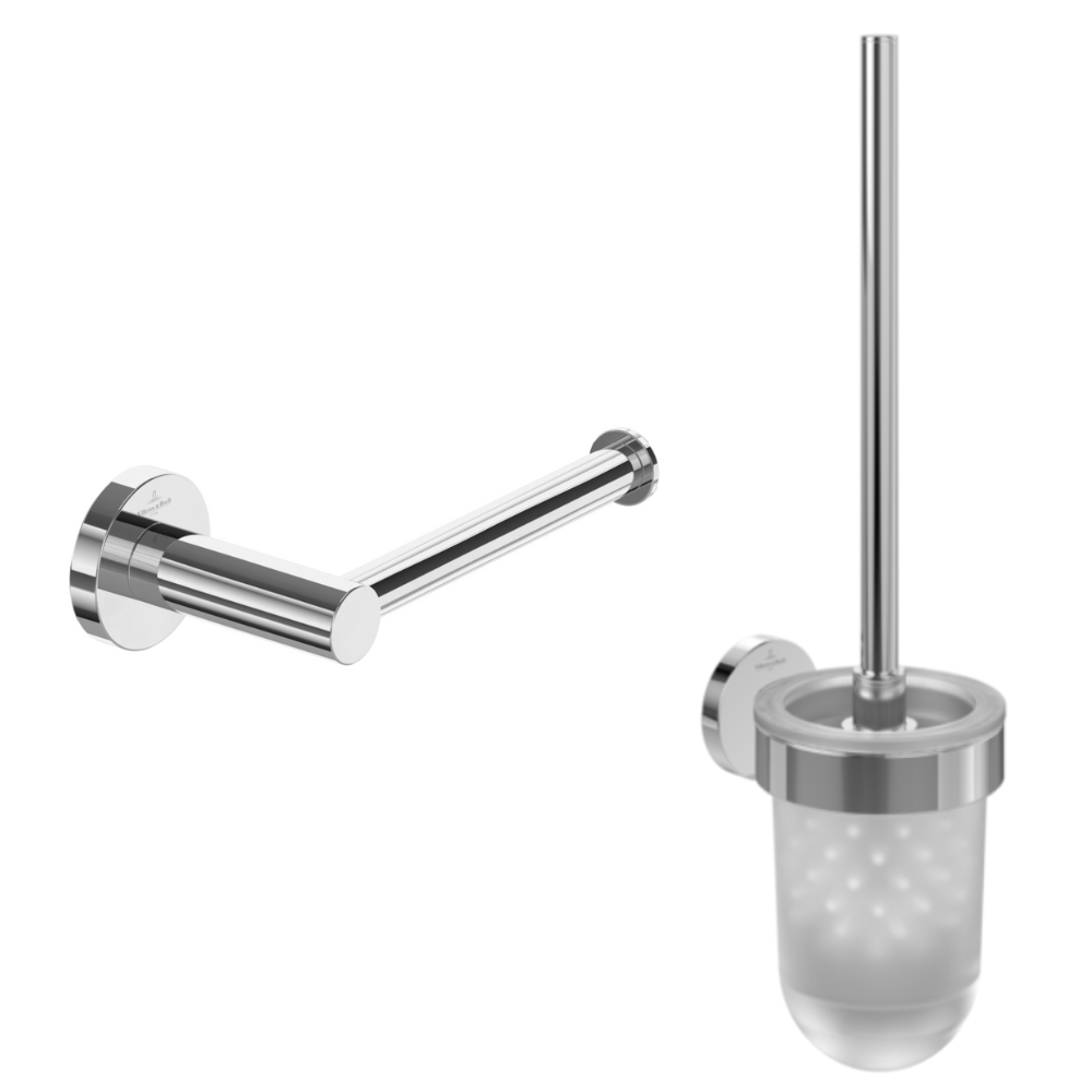 Dérouleur de papier toilette sans couvercle + Ensemble brosse WC VILLEROY & BOCH Elements Tender