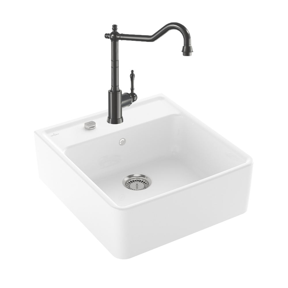 Evier VILLEROY ET BOCH Timbre d'office Tradition 1 bac vidage auto + Robinet de cuisine Avia 2.0 Anthracite