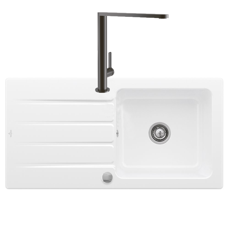 Evier 1 bac VILLEROY ET BOCH Architectura 60 vidage auto + Robinet de cuisine Finera Anthracite