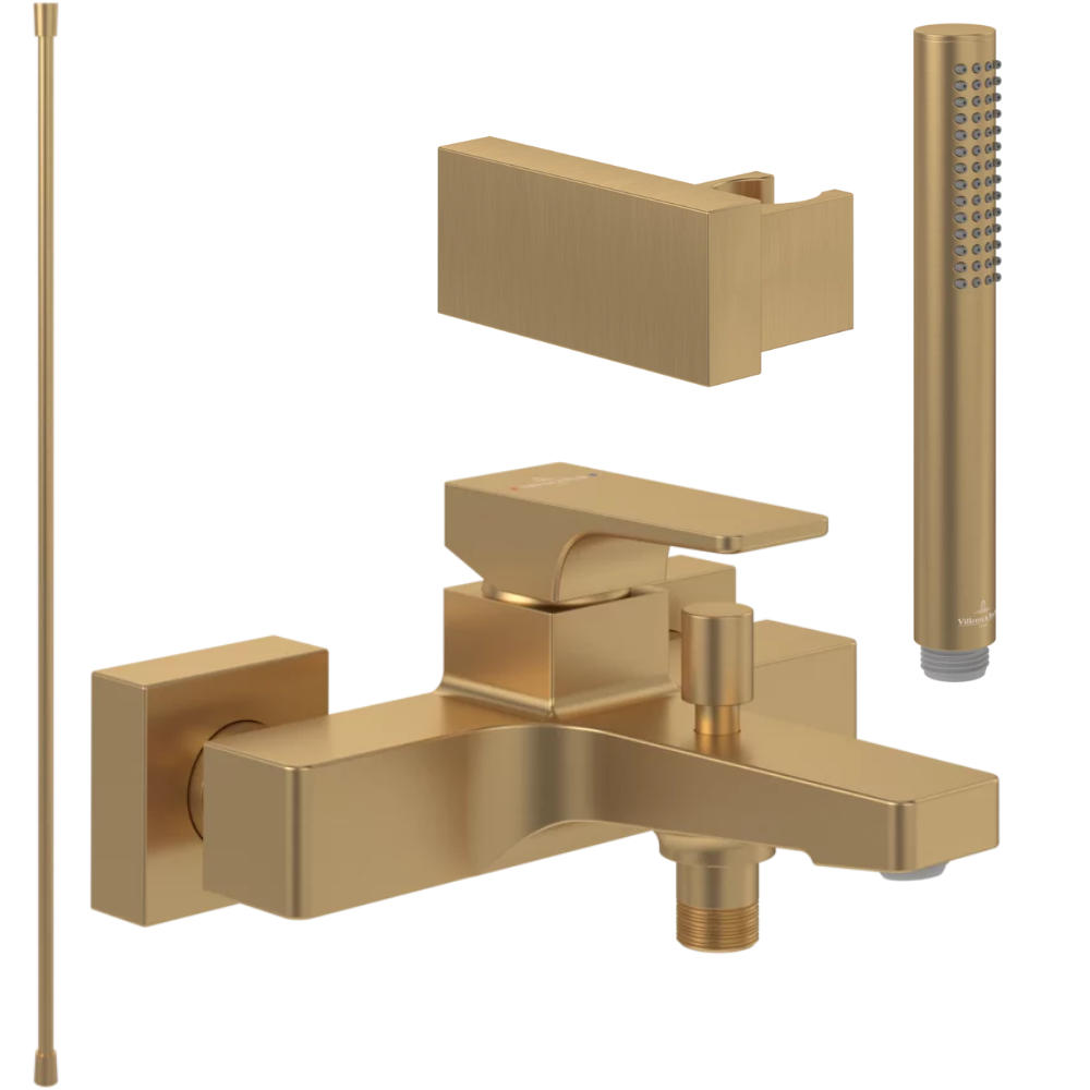 Pack mitigeur baignoire mécanique VILLEROY ET BOCH Architectura Square Or brossé avec ensemble