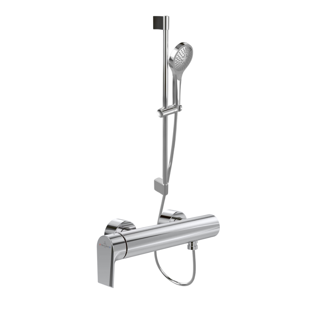 Mitigeur mécanique douche VILLEROY ET BOCH Liberty Chrome + Ensemble de douche VILLEROY ET BOCH Verve Showers 3 jets Chrome