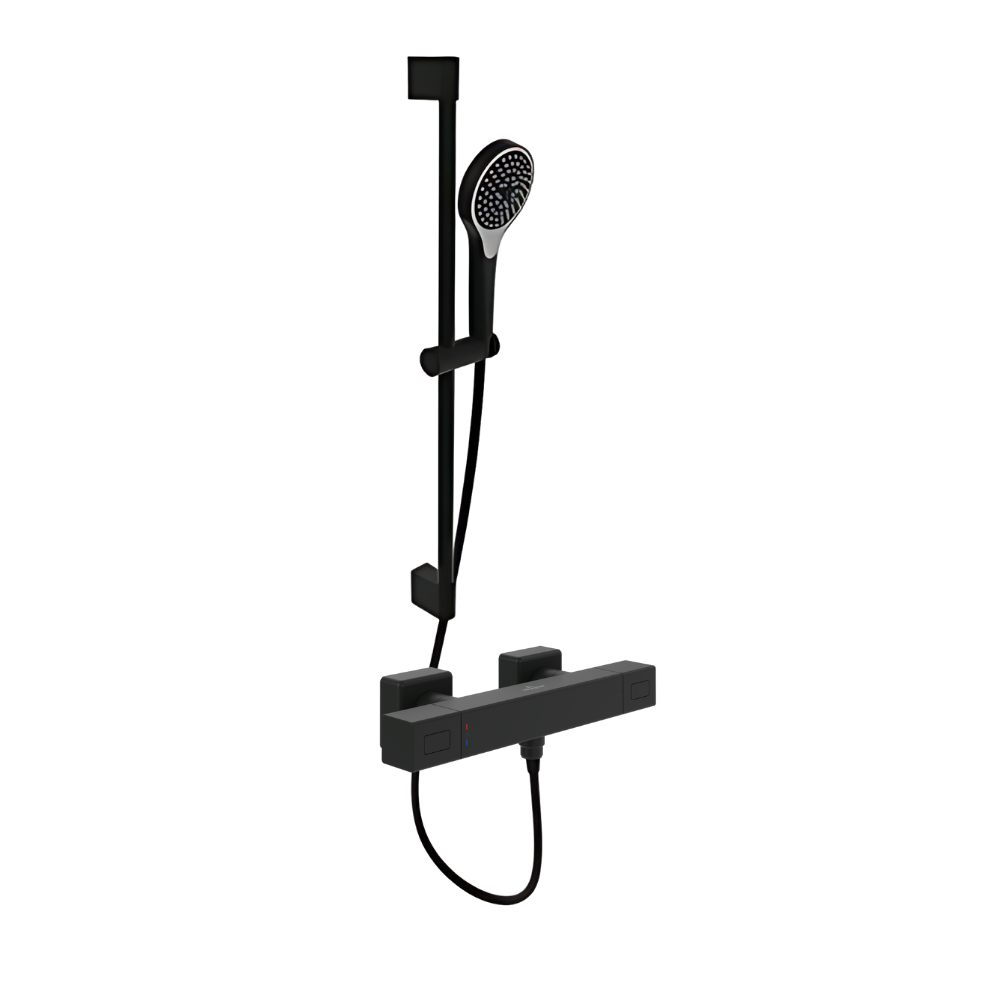 Mitigeur douche thermostatique VILLEROY ET BOCH Universal rectangle+ Ensemble de douche Verve Showers noir mat