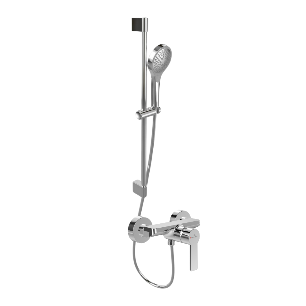 Mitigeur mécanique douche VILLEROY ET BOCH Architectura Chrome + Ensemble de douche VILLEROY ET BOCH Verve Showers 3 jets Chrome