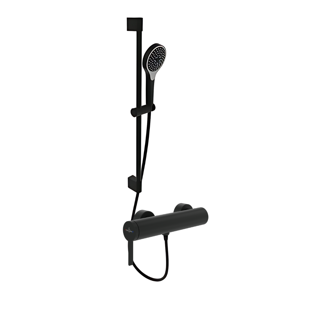 Mitigeur mécanique douche VILLEROY ET BOCH Dawn Noir mat + Ensemble de douche VILLEROY ET BOCH Verve Showers 3 jets Noir mat