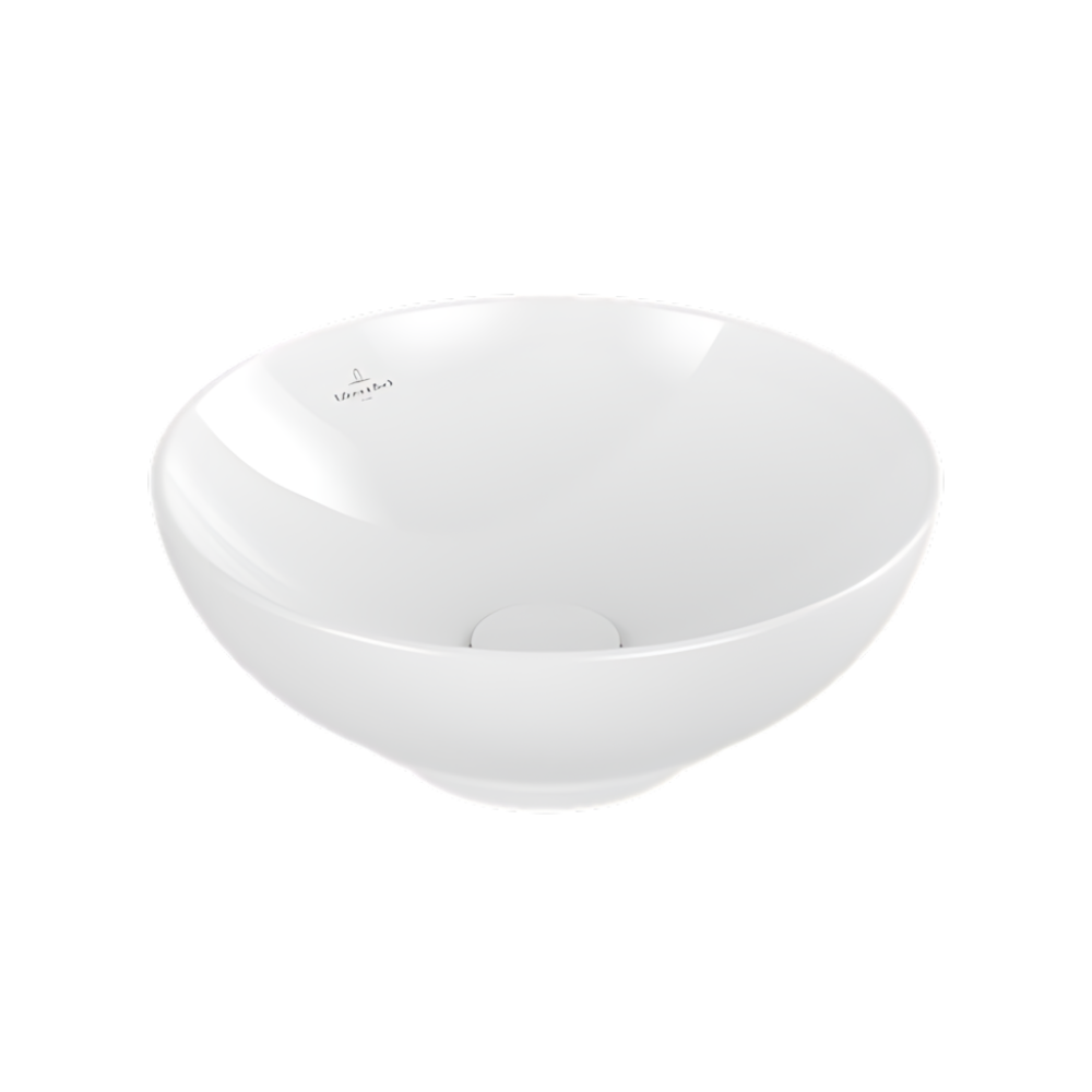 Vasque 42 x 42 ronde à poser VILLEROY ET BOCH Loop & Friends non meulé stone white avec trop plein
