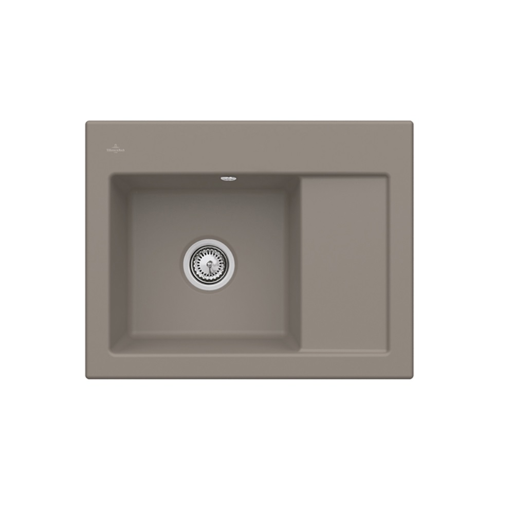 Evier 1 bac VILLEROY ET BOCH Subway 45 Compact 65 x 51 cm egouttoir a droite Timber CeramicPlus avec vidage manuel