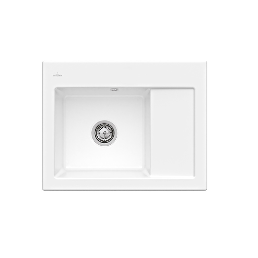 Evier 1 bac VILLEROY ET BOCH Subway 45 Compact 65 x 51 cm egouttoir a droite Snow White CeramicPlus