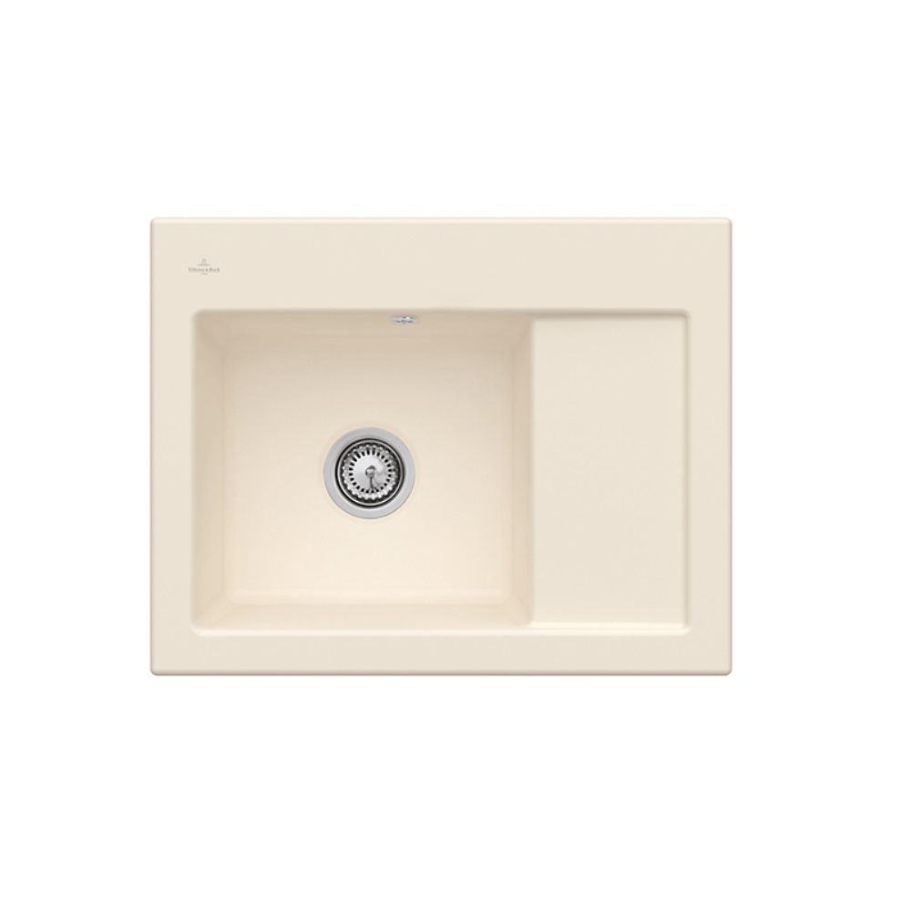 Evier 1 bac VILLEROY ET BOCH Subway 45 Compact 65 x 51 cm egouttoir a droite Ivory CeramicPlus