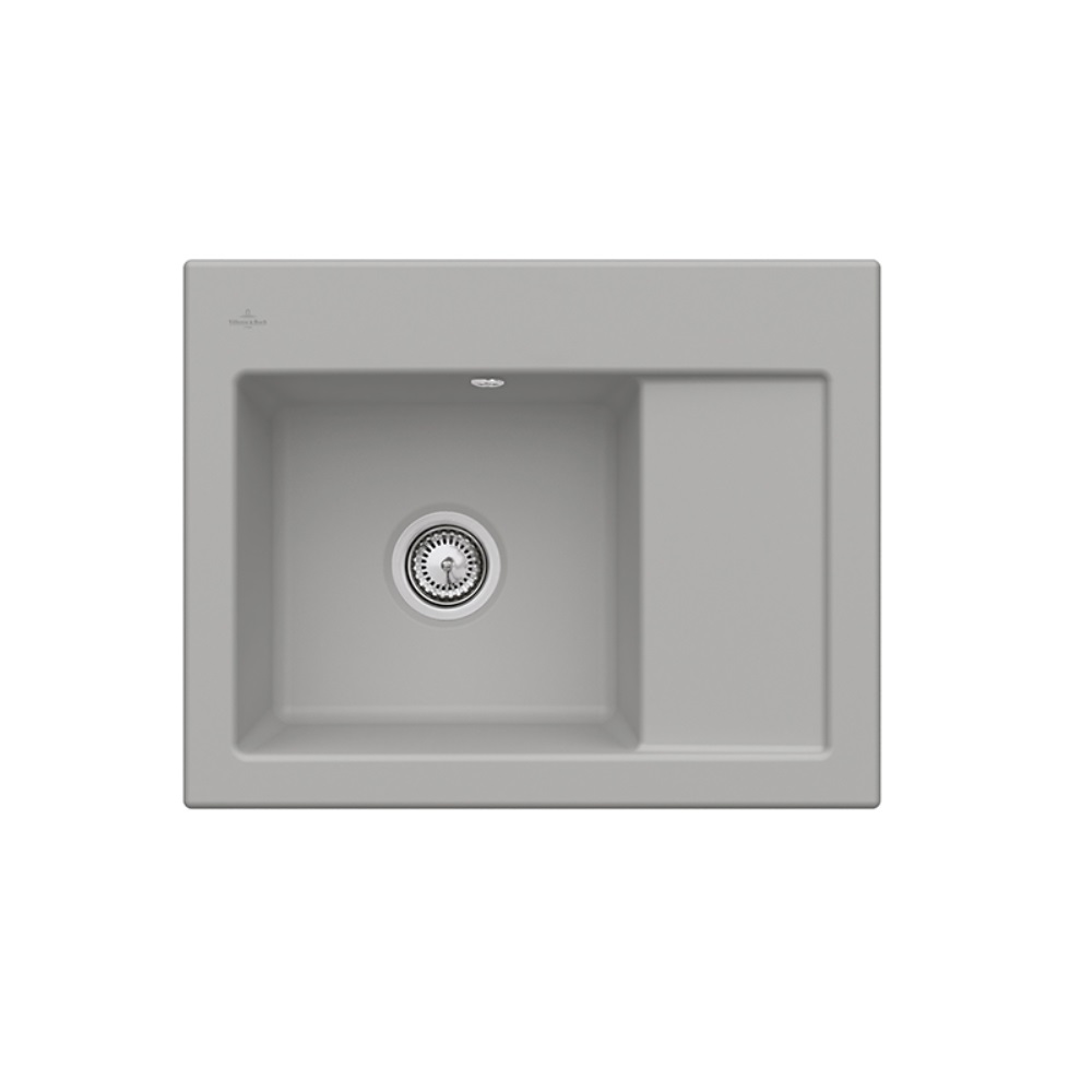 Evier 1 bac VILLEROY ET BOCH Subway 45 Compact 65 x 51 cm egouttoir a droite Fossile CeramicPlus