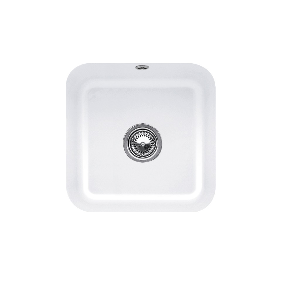 Evier 1 bac VILLEROY ET BOCH Cisterna 50 Snow White CeramicPlus avec vidage automatique