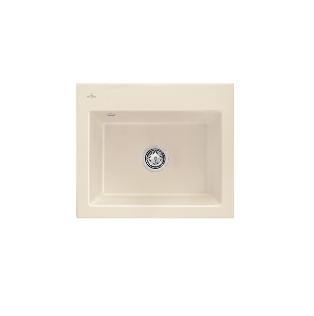 Evier VILLEROY ET BOCH Subway 60 S 60 x 51cm sans egouttoir Ivory CeramicPlus avec vidage manuel