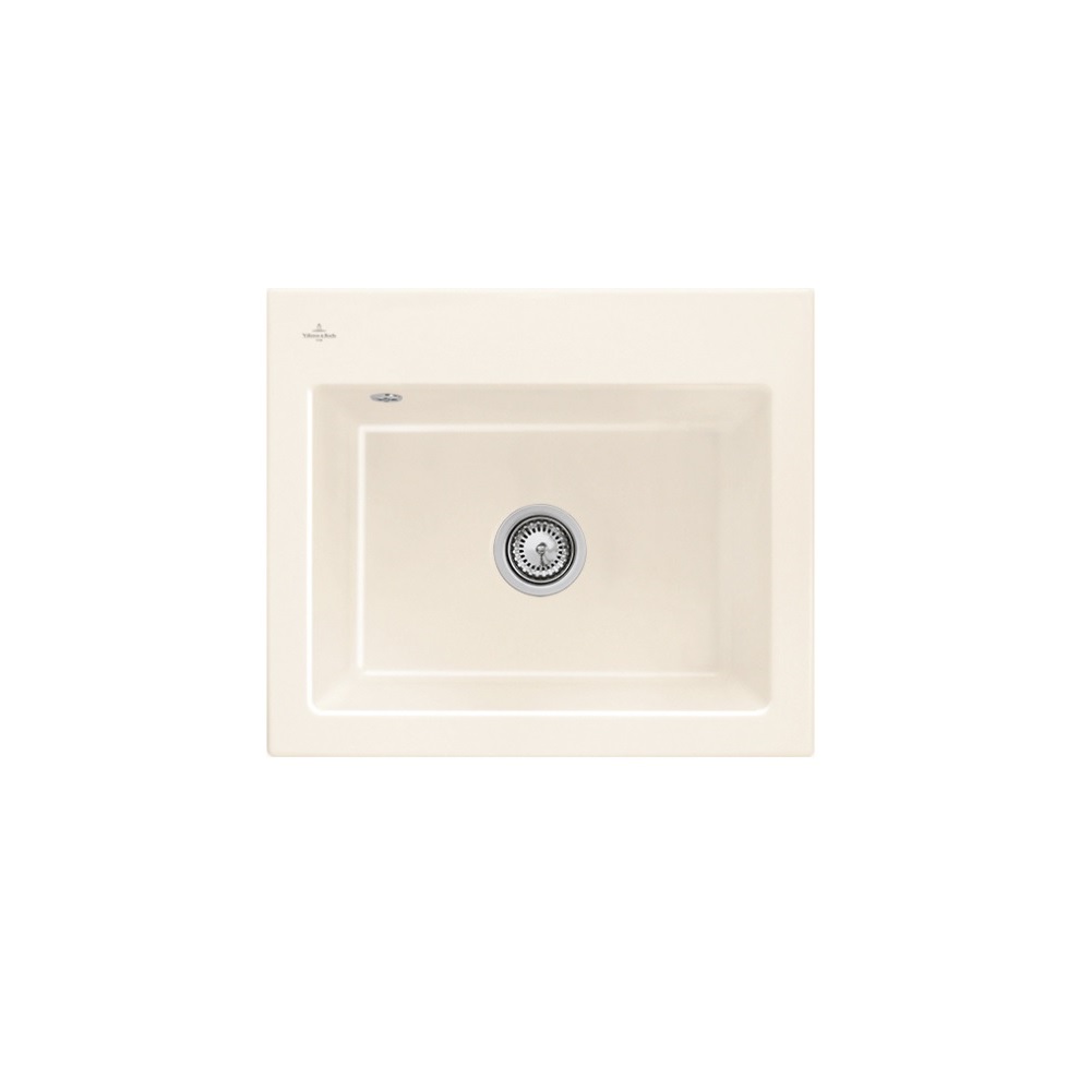 Evier VILLEROY ET BOCH Subway 60 S 60 x 51cm sans egouttoir Creme CeramicPlus avec vidage manuel