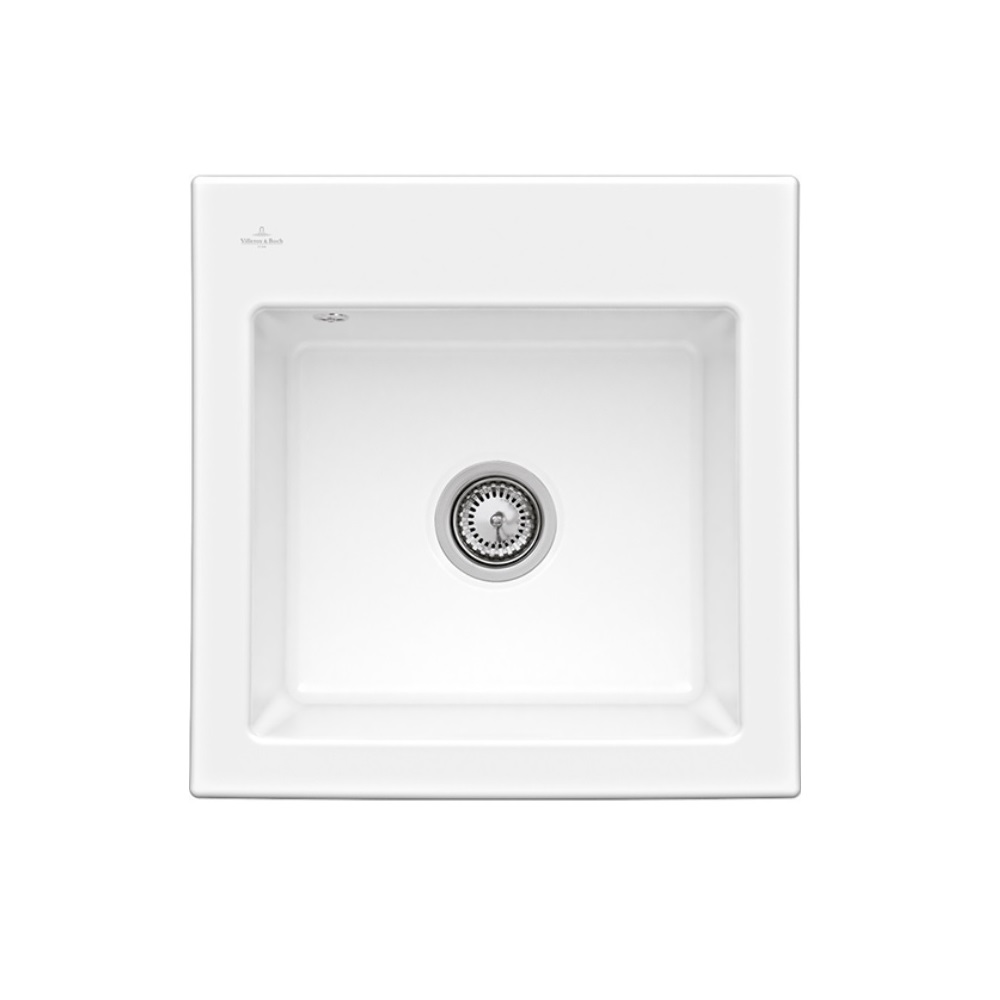 Evier VILLEROY ET BOCH Subway 50 S 52,5 x 51 cm sans egouttoir Snow White CeramicPlus avec vidage manuel