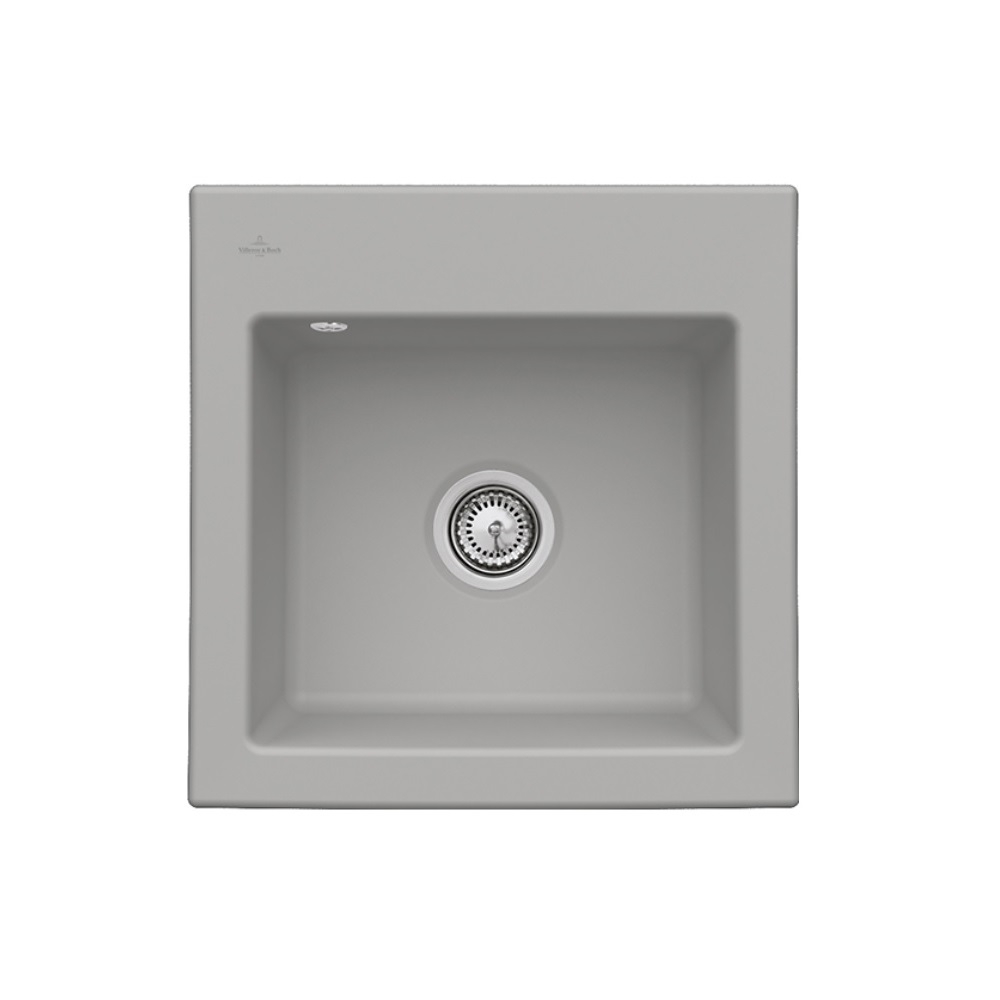 Evier VILLEROY ET BOCH Subway 50 S 52,5 x 51 cm sans egouttoir Fossile CeramicPlus avec vidage manuel