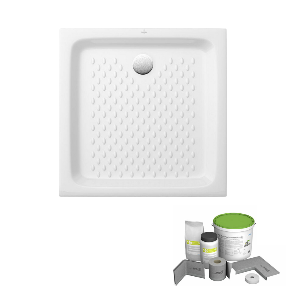 Pack receveur de douche 70 x 70 VILLEROY ET BOCH O.Novo carré blanc + Kit d'étanchéité WEDI